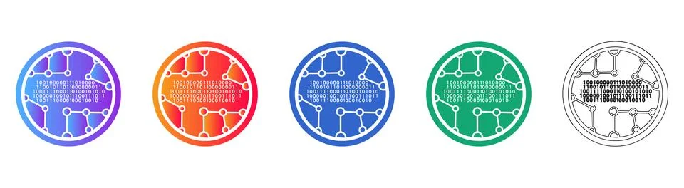 Digital Network and Binary Data Icons Stockillustratie