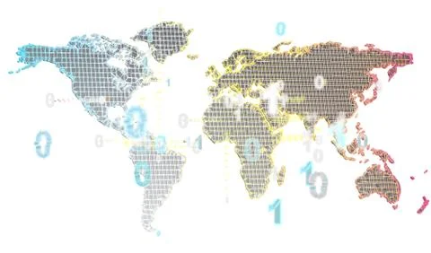 A Digital Network and data concept world Stockfoto's