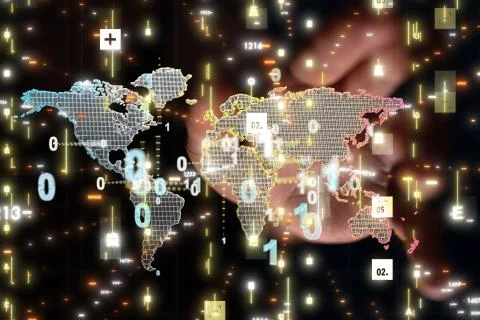 A Digital Network and data concept world 스톡 사진