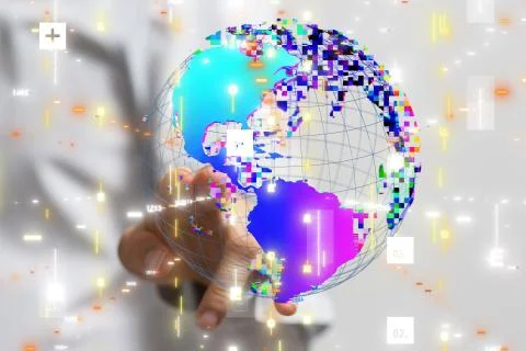 A Digital Network and data concept world 스톡 사진