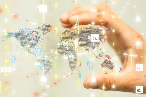 A Digital Network and data concept world 스톡 사진