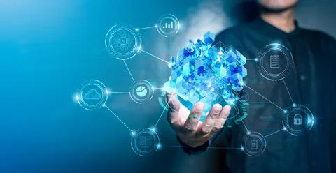 Digital Network and Data Management Concept Stock Photos