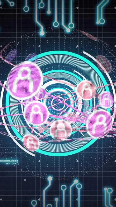 Digital network and data processing animation over circuit board background Stock Footage 341956933
