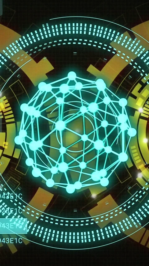 Digital network and data processing animation over abstract geometric background Stock Footage 343028517