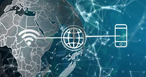 Digital network background with global connectivity and communication technology Stock Footage 304095473