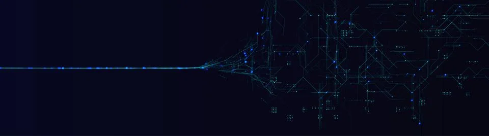 Digital network background with glowing blue data lines, abstract tech Stock Illustration