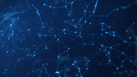 Digital network background of glowing lines and particles on dark blue. Stock Footage 339801561