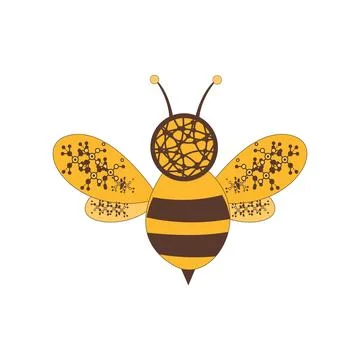 Digital network bee logo and vector icon Stock Illustration