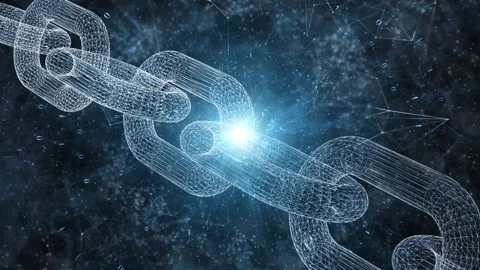 Digital network blockchain chain data animation 库存影片 334080573