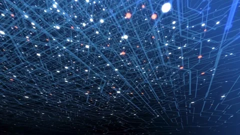 Digital Network with Blue Lights and Nodes for Tech Background Stock Footage 306856105