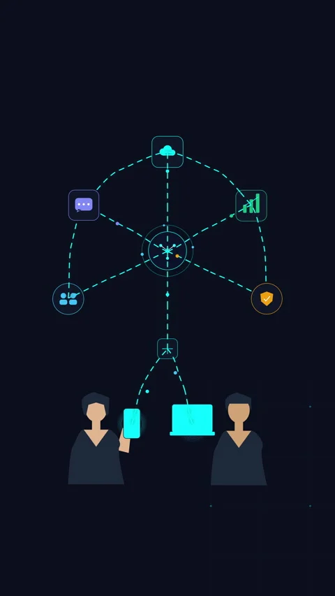 Digital network communication animation connection technology data flow Stock Footage 346540960