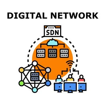 Digital network concept with cloud computing and user connectivity Stock Illustration