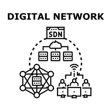 Digital network concept with cloud computing and user connectivity Stockillustratie