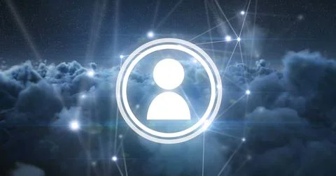 Digital network concept with user icon connecting through cloud technology Stock Photos