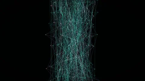 Digital network with connected nodes and lines on black Stock Footage 340154373