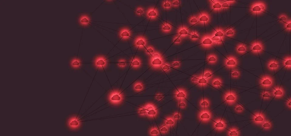 Digital network of connected online cloud storage - 3d illustration Stock Illustration