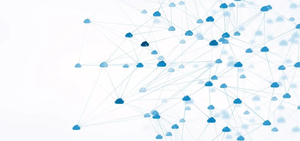 Digital network of connected online cloud storage - 3d illustration Stock Illustration