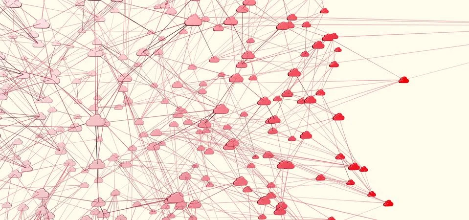 Digital network of connected online cloud storage - 3d illustration Stock Illustration