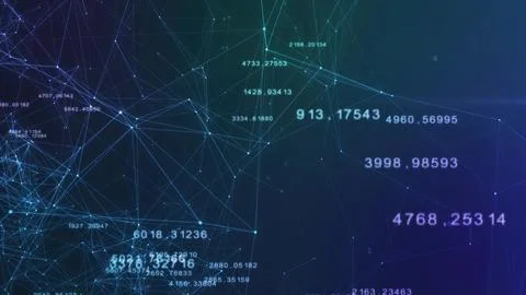 Digital network connecting data points with numbers Stock Photos