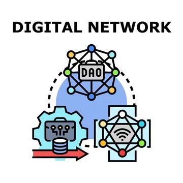 Digital network connecting decentralized organization and data イラスト素材