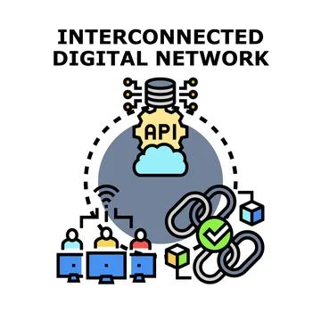 Digital network connecting people, data, and technology systems Stock Illustration