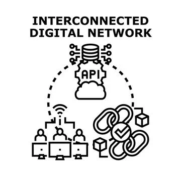 Digital network connecting people, data, and technology systems Stock Illustration