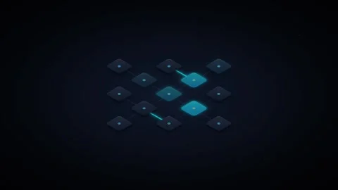 Digital network connection animation with glowing nodes and data flow lines.. Stock Footage 344860310