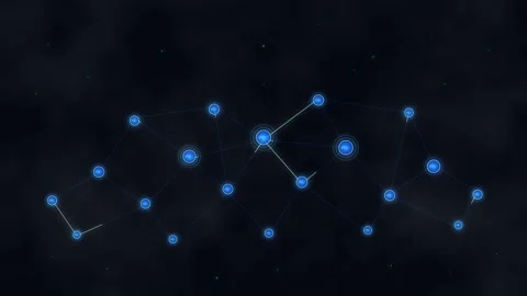 Digital network connection, blue nodes, technology data transfer, motion graphic Video stock 347245316