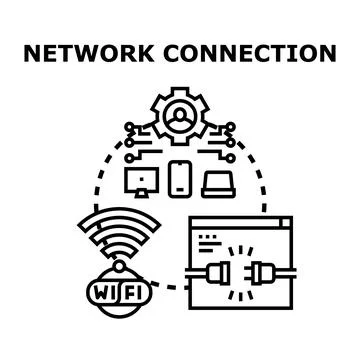Digital network connection concept with connected devices Stock Illustration