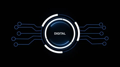 Digital network connection on futuristic circular interface. Digital networ.. Stock Footage 337815618