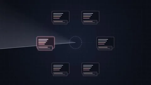 Digital Network Connection Futuristic UI Interface with Data Flow and Nodes Stock Footage 348412582
