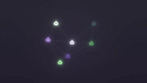 Digital network connection with glowing nodes on dark Stock Footage 339306021