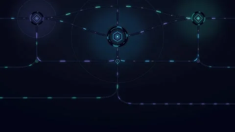 Digital network connection hud: abstract data flow and cyber security backg.. Stock-Footage 344861392