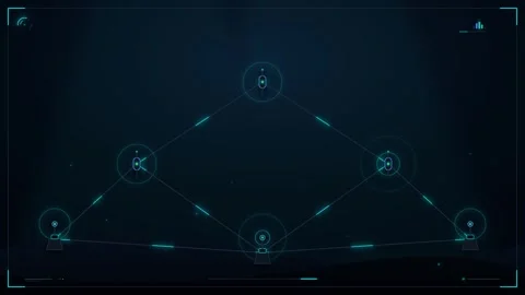 Digital network connection hud interface with glowing nodes and data transf.. Stock Footage 344852310