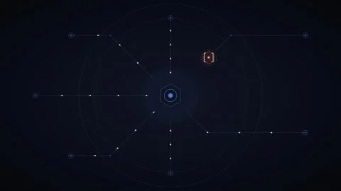 Digital network connection hud interface with pulsing data nodes and tech c.. Stock Footage 344861367