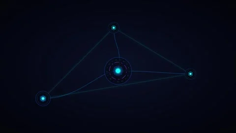 Digital network connection hud interface with glowing nodes and data lines .. Vidéo 344861525