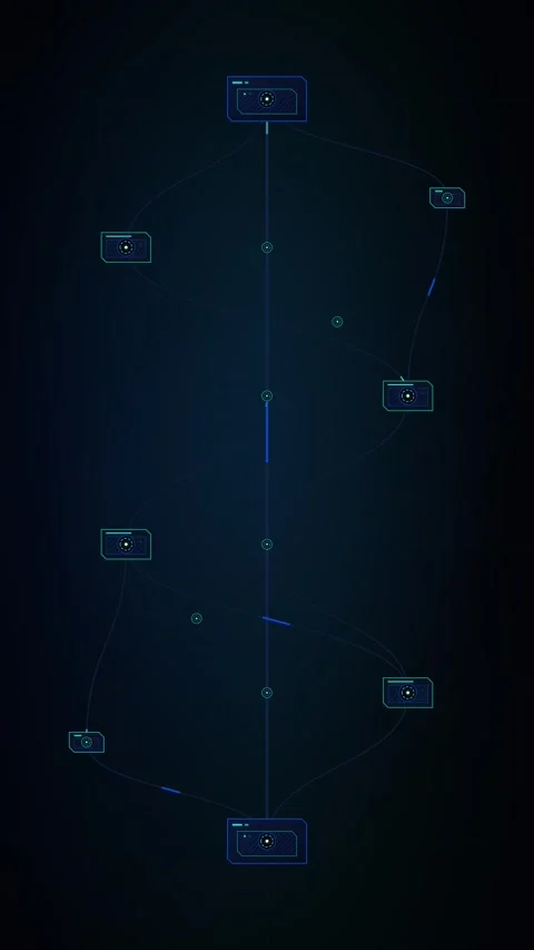Digital network connection hud interface with glowing data nodes and flowin.. Stock Footage 348283776