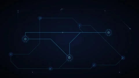 Digital network connection hud interface with glowing data nodes and circui.. Stock Footage 348331808
