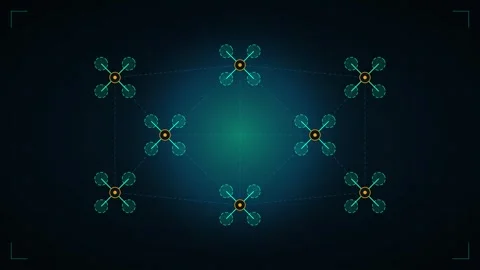 Digital network connection hud interface with glowing nodes and data lines .. Stock Footage 348332183