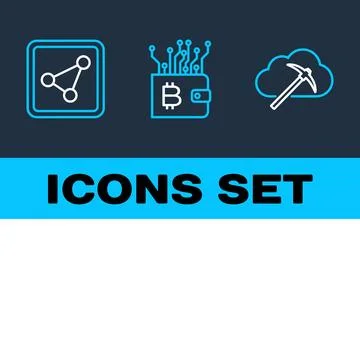 Digital network connection icon, Bitcoin cryptocurrency wallet with circuit.. Stock Illustration