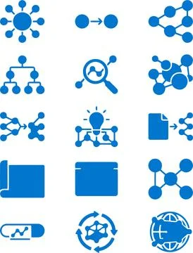 Digital Network Connection Infographic Icon Set Featuring Diverse Data Flow.. Stockillustratie