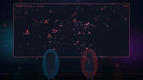 Digital Network Connection Map with Data Nodes and Global Communication 動画素材 343154634