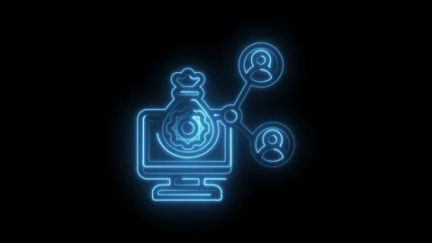 Digital network connection with money bag and gear icon on computer screen Stock Footage 333967090
