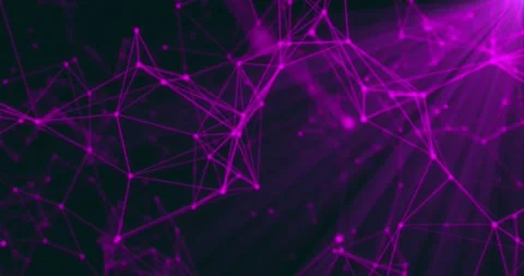 Digital Network Connection With Purple Dots And Lines. Big Data Visualization. Stock Footage 190477366