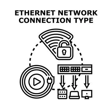 Digital network connection type, wired and wireless internet access Stock Illustration