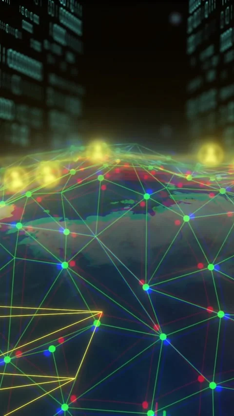 Digital network connections and binary code animation over globe with glowing Stock Footage 319067601