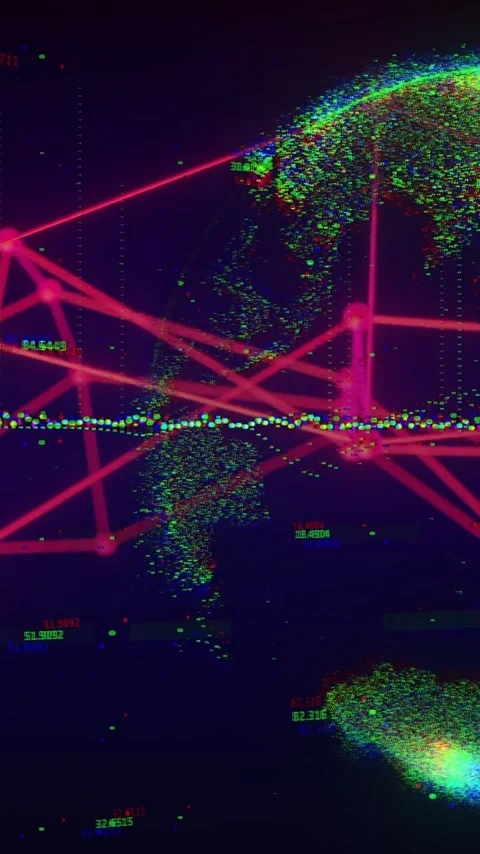 Digital network connections and data points forming globe, representing global Stock Footage 342010582