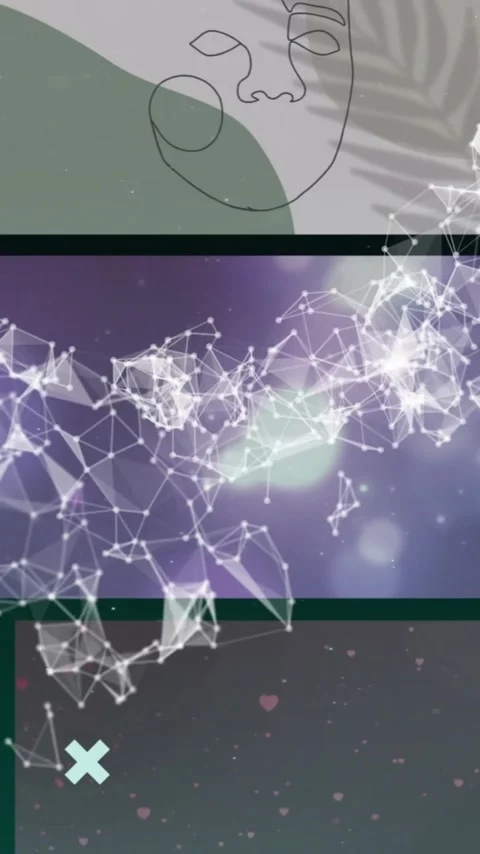 Digital network connections and data processing over various abstract animations Stock Footage 342915942