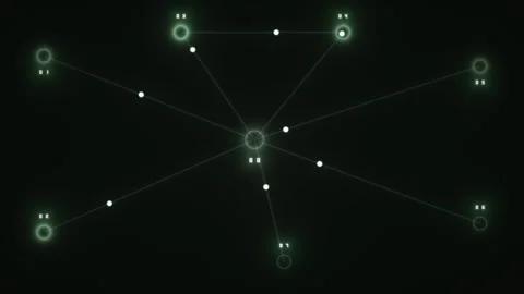 Digital network connections with glowing nodes on dark Stock Footage 338300815