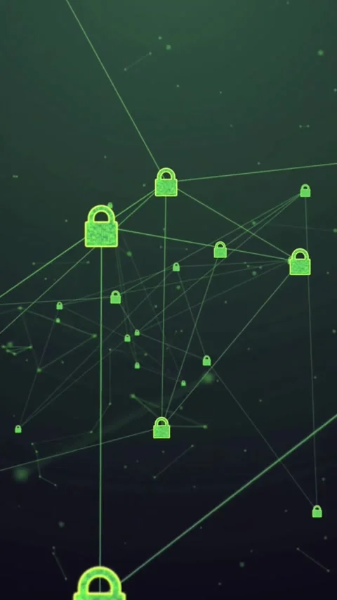 Digital network connections with secure locks. Cybersecurity Stock-Footage 339638173